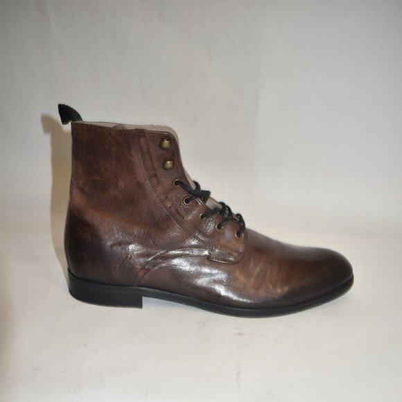 Allsaints Men's Mikkel Leather Combat Boots Brown Size 44 EU 11 US - Picture 3 of 11